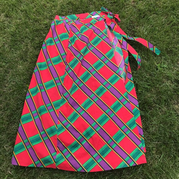 Vintage 1970s Tartan Check Cotton Maxi Wrap Skirt - Picture 5 of 8